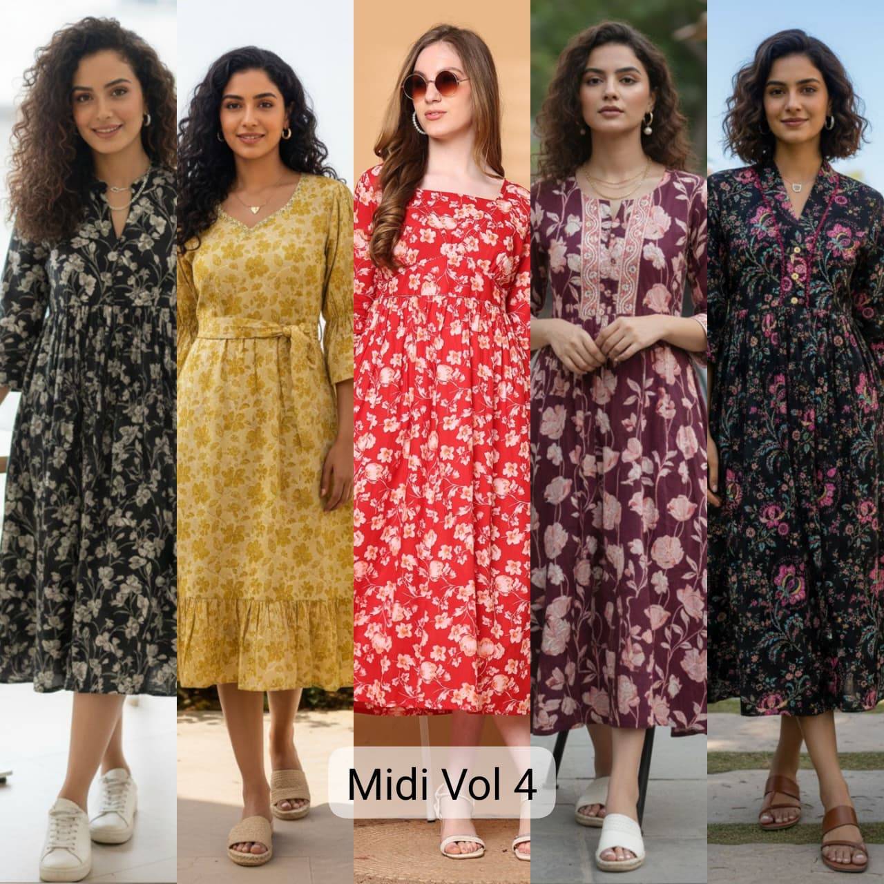 Midi Dress Vol 4 By Fashid Designer Ethnic Wear Collection cotton Kurtis At Wholesale Price